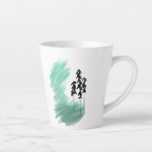 Scandinavische groene boom kunst eenvoudig modern  latte mok