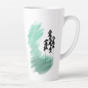 Scandinavische groene boom kunst eenvoudig modern latte mok