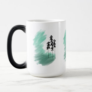 Scandinavische groene boom kunst eenvoudig modern magische mok