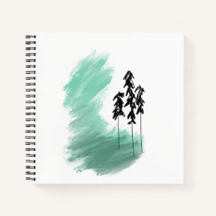 Scandinavische groene boom kunst eenvoudig modern notitieboek