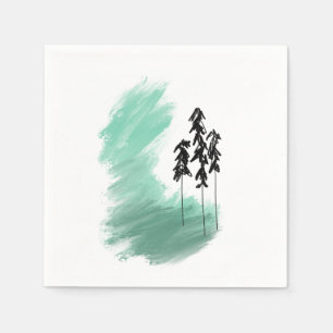 Scandinavische groene boom kunst eenvoudig modern  servet