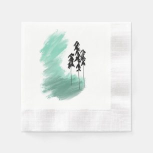 Scandinavische groene boom kunst eenvoudig modern servet