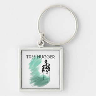 Scandinavische groene boom kunst eenvoudig modern sleutelhanger