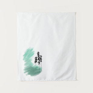 Scandinavische groene boom kunst eenvoudig modern  wandkleed