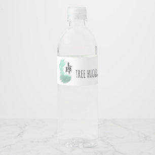 Scandinavische groene boom kunst eenvoudig modern waterfles etiket