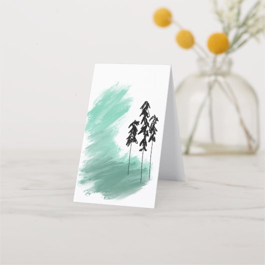 Scandinavische groene boomkunst eenvoudige moderne afsprakenkaart (Voorkant)
