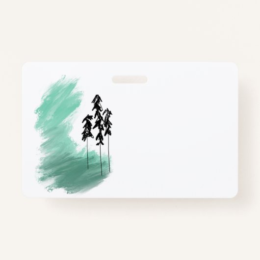 Scandinavische groene boomkunst eenvoudige moderne badge (Voorkant)