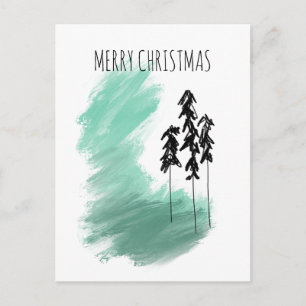 Scandinavische groene boomkunst eenvoudige moderne feestdagenkaart