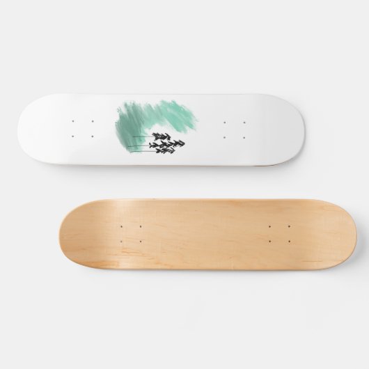 Scandinavische groene boomkunst eenvoudige moderne persoonlijk skateboard (Horizontaal)