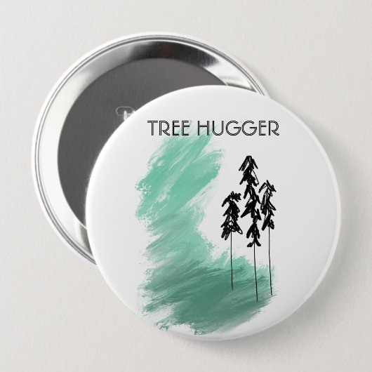 Scandinavische groene boomkunst eenvoudige moderne ronde button 4,0 cm (Voorkant /achterkant)