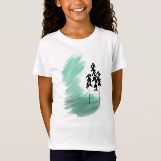 Scandinavische groene boomkunst eenvoudige moderne t-shirt (Voorkant)