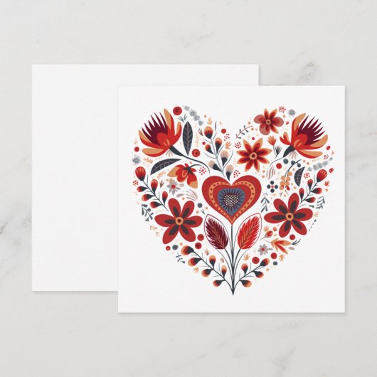 Scandinavische hartvormige Valentijns Feestdagenkaart (Voorkant / Achterkant)