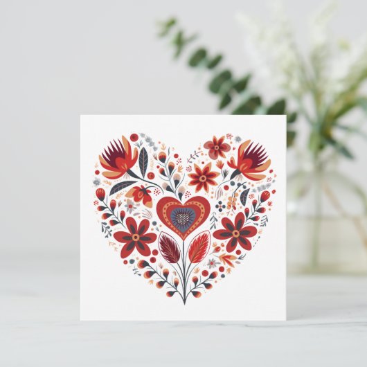 Scandinavische hartvormige Valentijns Feestdagenkaart (Staand voorkant)