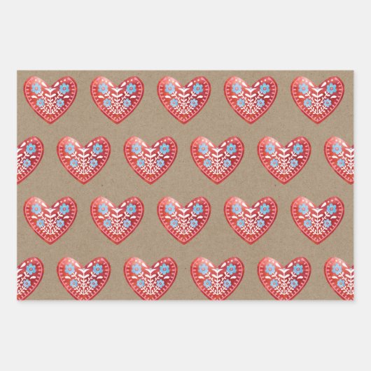 Scandinavische Heart Wrapping Sheets Inpakpapier Vel (Voorkant)