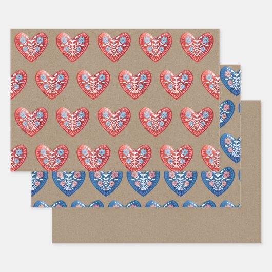 Scandinavische Heart Wrapping Sheets Inpakpapier Vel (Set)