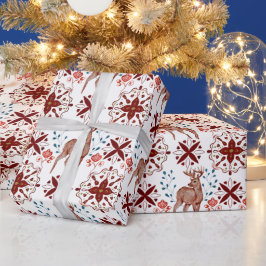 Scandinavische herten en caleidoscoop patroon cadeaupapier