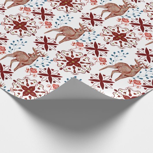Scandinavische herten en caleidoscoop patroon cadeaupapier (Hoek)