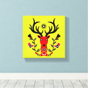 Scandinavische herten kop kunst canvas afdruk