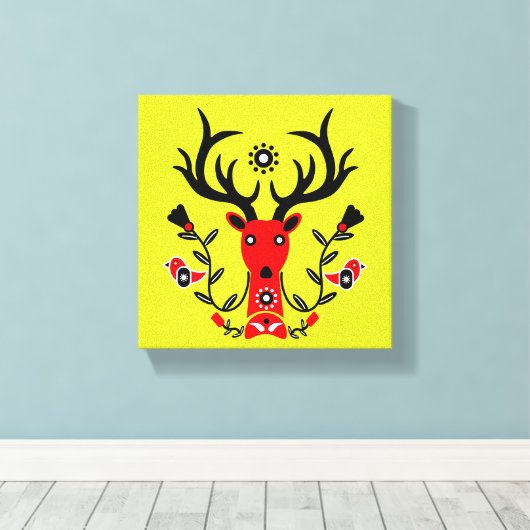 Scandinavische herten kop kunst canvas afdruk (Insitu (Houten vloer))