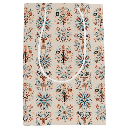 Scandinavische herten vakantie medium cadeauzakje (Voorkant)
