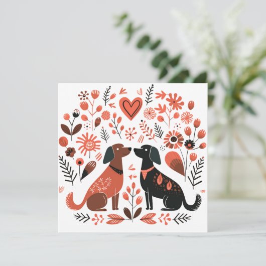Scandinavische Hondenliefhebber Hart Valentijnse Feestdagenkaart (Staand voorkant)