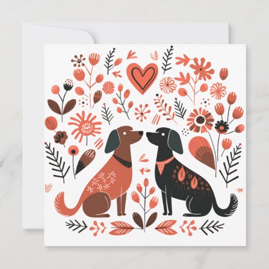 Scandinavische Hondenliefhebber Hart Valentijnse Feestdagenkaart (Voorkant)