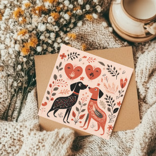 Scandinavische Hondenliefhebber Hart Valentijnse Feestdagenkaart