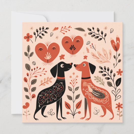 Scandinavische Hondenliefhebber Hart Valentijnse Feestdagenkaart (Voorkant)
