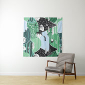 Scandinavische huizen, bomen, bergen illustratie wandkleed (In Situ (horizontaal))