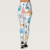 Scandinavische huizen, winter sfeerpatroon. leggings (Achterkant)