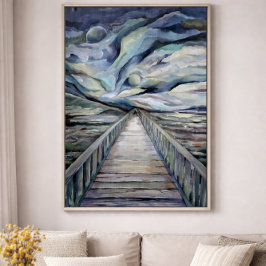 Scandinavische idyllische koude winternacht Volle Poster