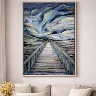 Scandinavische idyllische koude winternacht Volle  Poster
