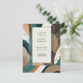 Scandinavische Japandi bruiloft Abstract groen bru Kaart (Staand voorkant)
