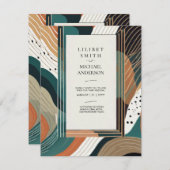 Scandinavische Japandi bruiloft Abstract groen bru Kaart (Voorkant / Achterkant)