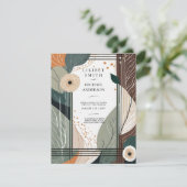 Scandinavische Japandi bruiloft Abstract Sage Brow Kaart (Staand voorkant)