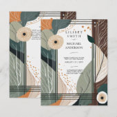Scandinavische Japandi bruiloft Abstract Sage Brow Kaart (Voorkant / Achterkant)