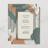 Scandinavische Japandi bruiloft Abstract Sage Brow Kaart (Voorkant / Achterkant)