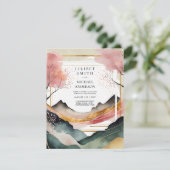 Scandinavische Japandi bruiloft Abstracte Natuur Kaart (Staand voorkant)