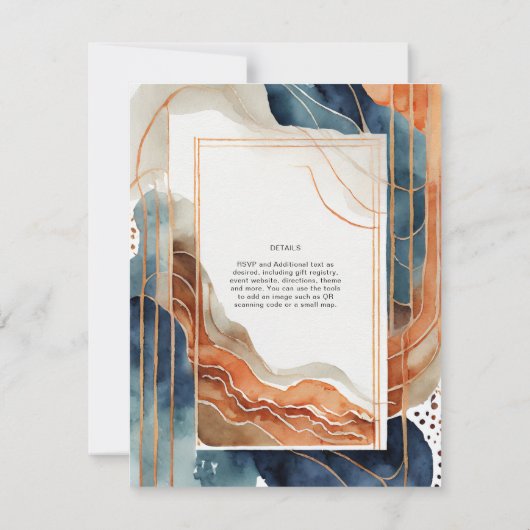 Scandinavische Japandi bruiloft Abstracte Natuur Kaart (Achterkant)