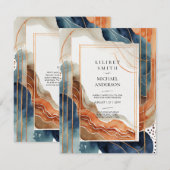 Scandinavische Japandi bruiloft Abstracte Natuur Kaart (Voorkant / Achterkant)