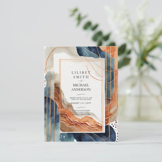 Scandinavische Japandi Huwelijk Abstracte Natuur Kaart (Staand voorkant)