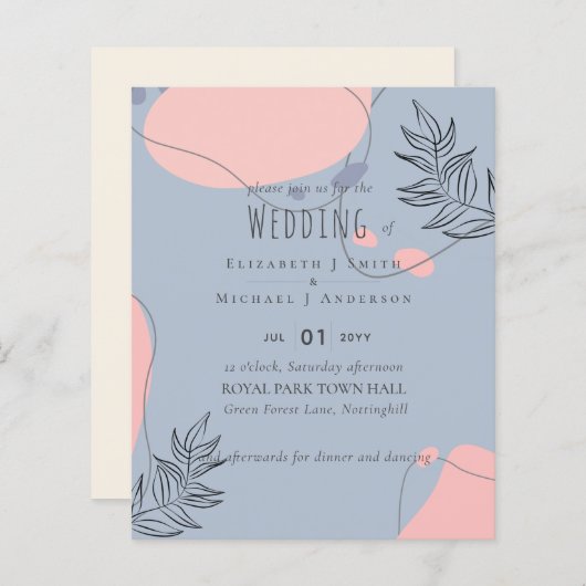 Scandinavische Japandi Modern Abstract Bruiloft (Voorkant / Achterkant)