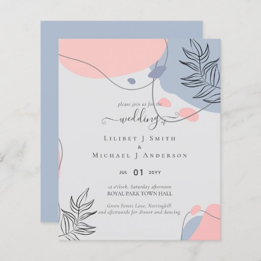 Scandinavische Japandi Modern Abstract Bruiloft (Voorkant / Achterkant)