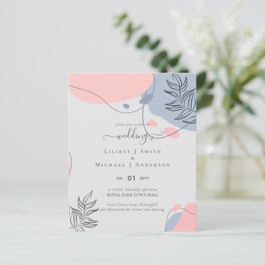 Scandinavische Japandi Modern Abstract Bruiloft (Staand voorkant)