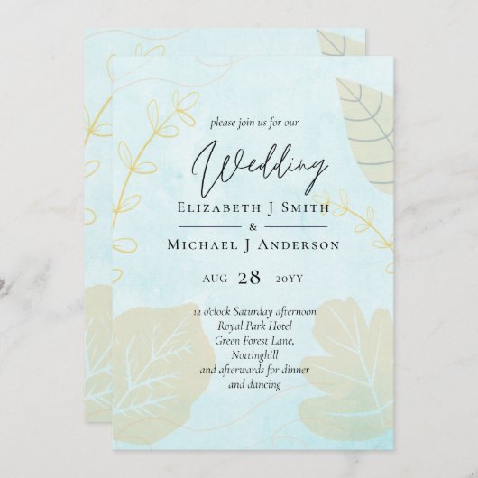 Scandinavische Japandi Modern Abstract Bruiloft (Voorkant / Achterkant)