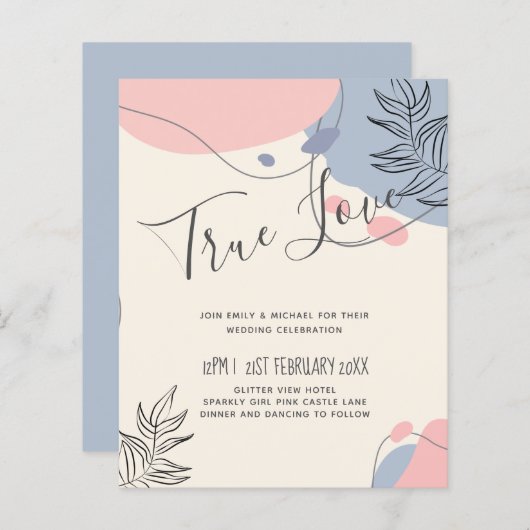 Scandinavische Japandi Modern Abstract Bruiloft (Voorkant / Achterkant)