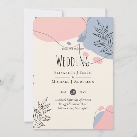 Scandinavische Japandi Modern Abstract Bruiloft (Voorkant)