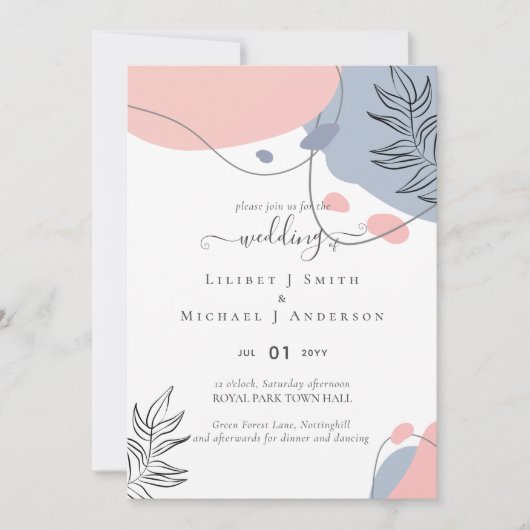 Scandinavische Japandi Modern Abstract Bruiloft (Voorkant)