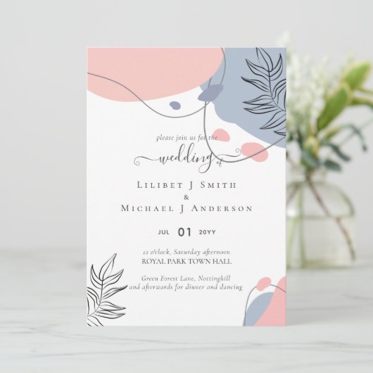 Scandinavische Japandi Modern Abstract Bruiloft (Staand voorkant)