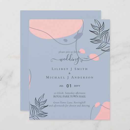 Scandinavische Japandi Modern Abstract Bruiloft (Voorkant / Achterkant)